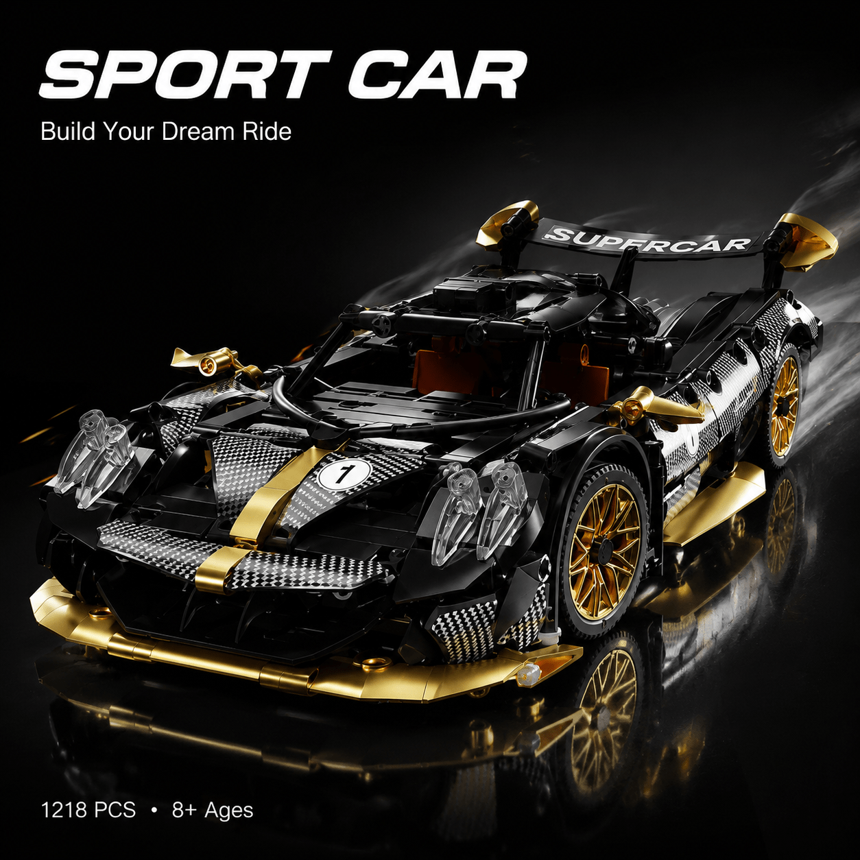 1218pcs Sports Car Building Block Scene Set